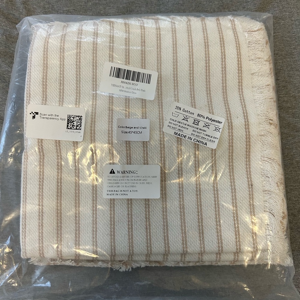 Amazon Beige and White Striped Pillow Cover